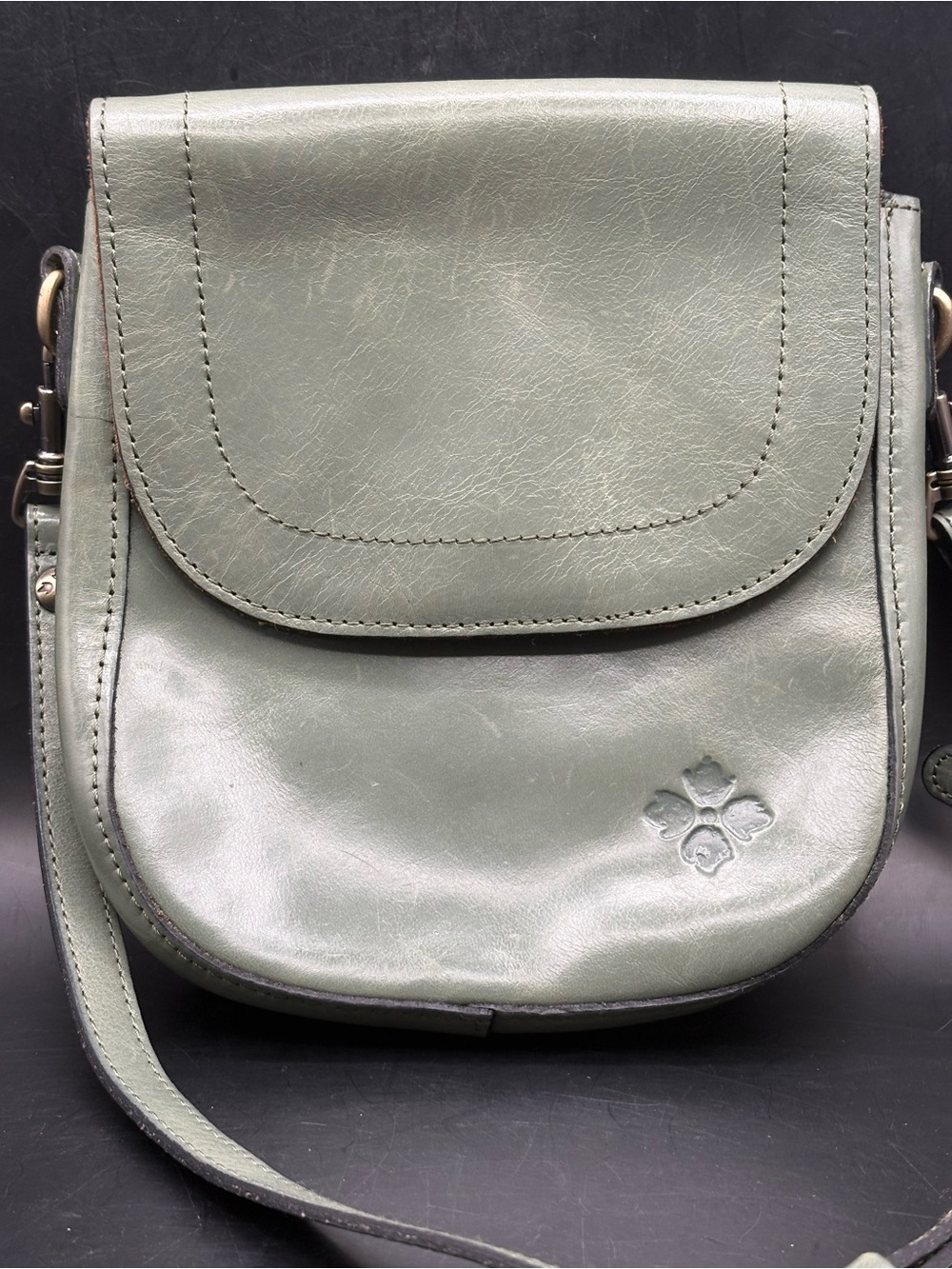 Patricia Nash Perrone Leather Crossbody Bag Purse Sage Green